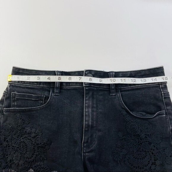 AE‎ American Eagle Hi Rise Shortie Shorts Womens 8 Black Lace Cut Off Denim - Picture 6 of 10